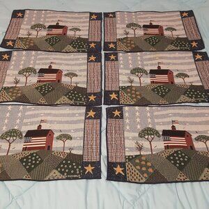 6 NWOT/Vtg Warren Kimball Placemat Patriotic,Flag,Centennial, Americana,Colonial